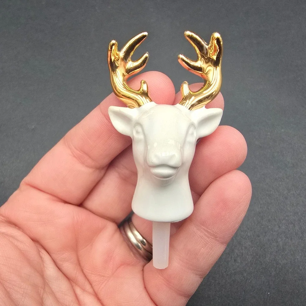 Nora Fleming Oh Deer Mini Stag Head White Gold Antlers Ceramic Retired Holiday